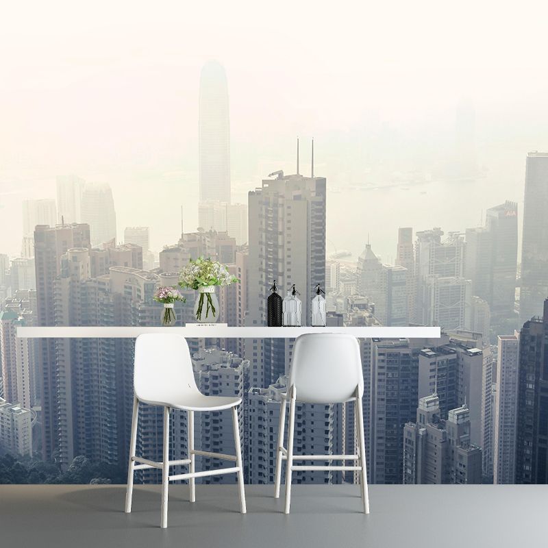 Cityscapes Mural Wallpaper Stain Resistant Wall Covering for Living Room