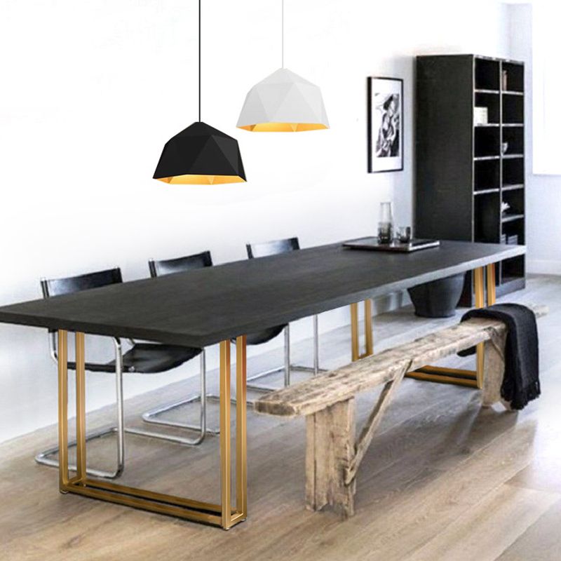 Mesa de comedor rectangular con pedestal doble, mesa fija de madera maciza de lujo