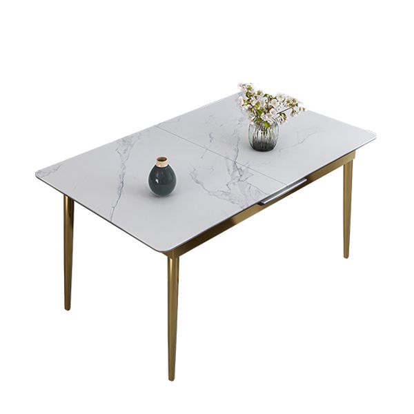 1/4/7 Pieces Stainless Steel Dining Table Set with Stone Top Glam Scalable Dinette Set