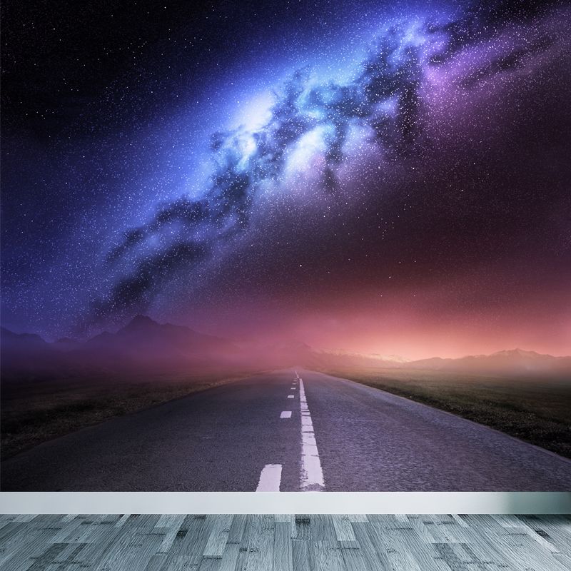 Huge Constellations View Mural for Bathroom Universe Wall Art in Dark Color, Stain-Proofing