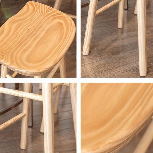 Coffee Shop Simple Wood Barstool Wood 4 Legs Bar Stool with Pedal Base