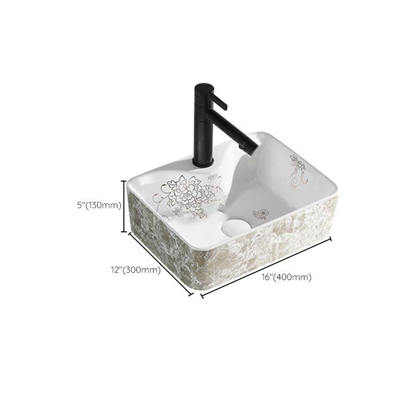 Contemporary Bathroom Sink Porcelain Rectangular Vessel Sink(Not Including Faucet)