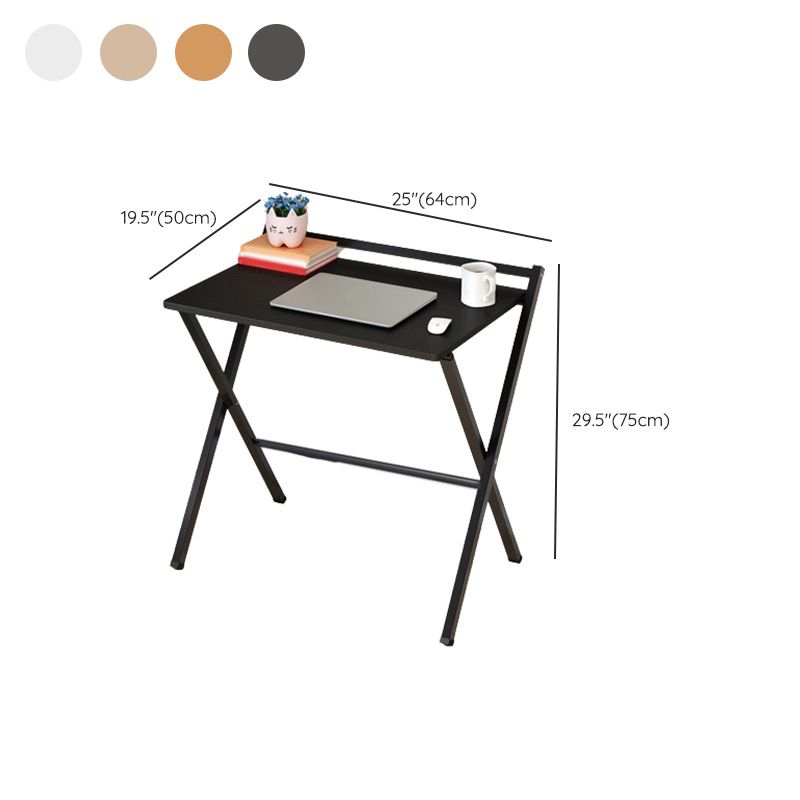 Contemporary Foldable Writing Desk with Woden Top and Metal Base