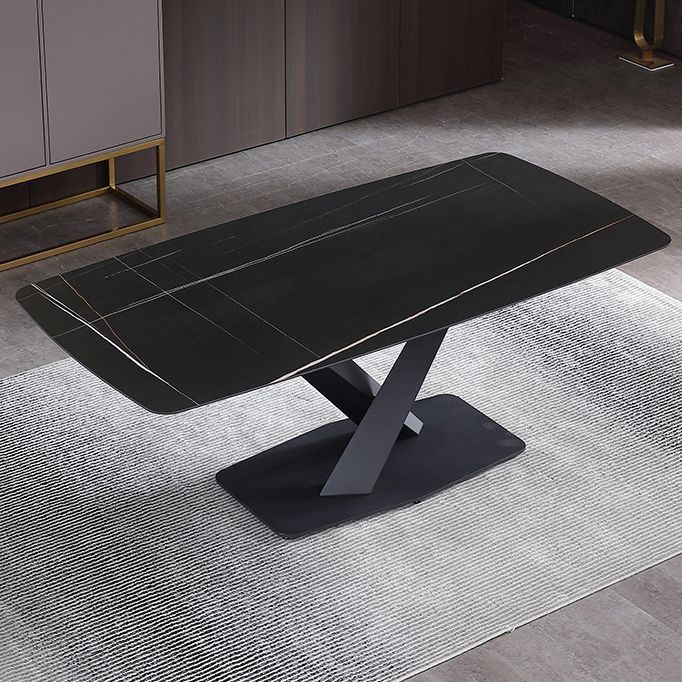 Metal Modern Rectangular Dining Table Sintered Stone Table for Dining Room