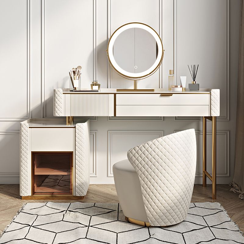 Glam Beige Makeup Vanity Desk 4 Drawer Vanity Dressing Table