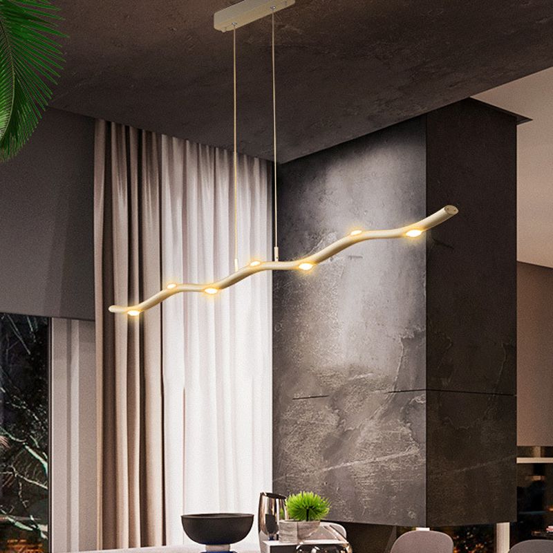 Wave Metal Island Lighting Fixture Simple Style 5/7 Heads White Pendant Light Kit, Warm/White Light