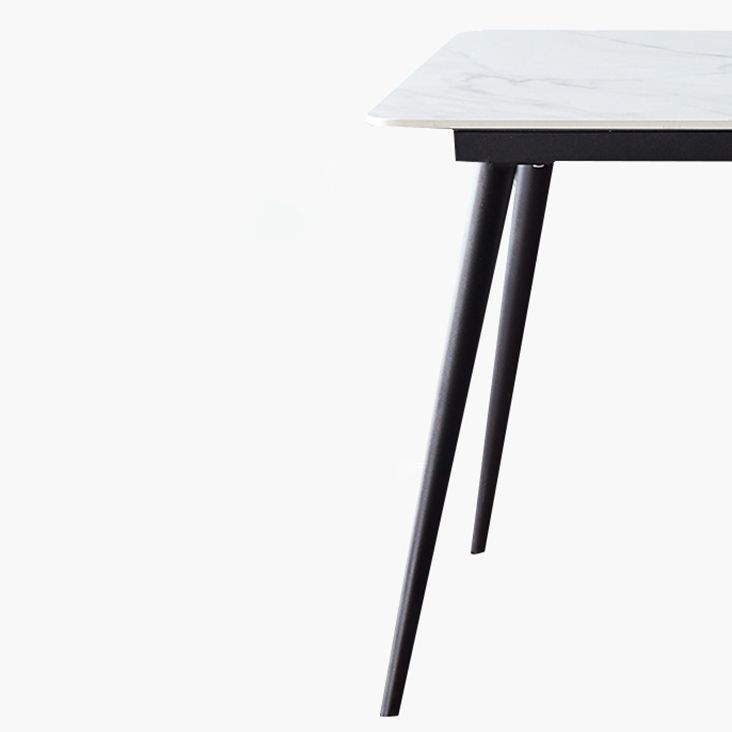 Industrial Rectangle Stone Top Dinner Table Black Tripod Base Dining Table