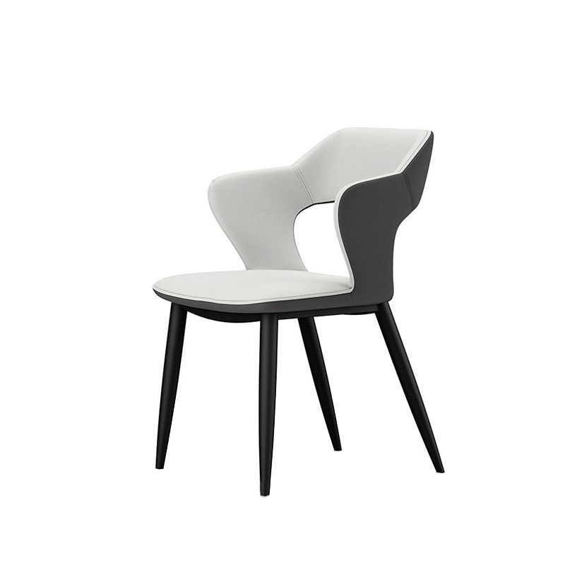 Metal Contemporary Dining Chair with Arms Matte Finish Open Back Dining Side Chair