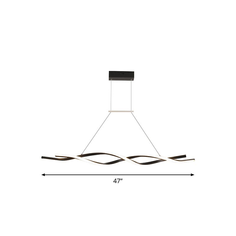 Acrylic Twisted Island Light Fixture Nordic Style Black LED Ceiling Pendant Light