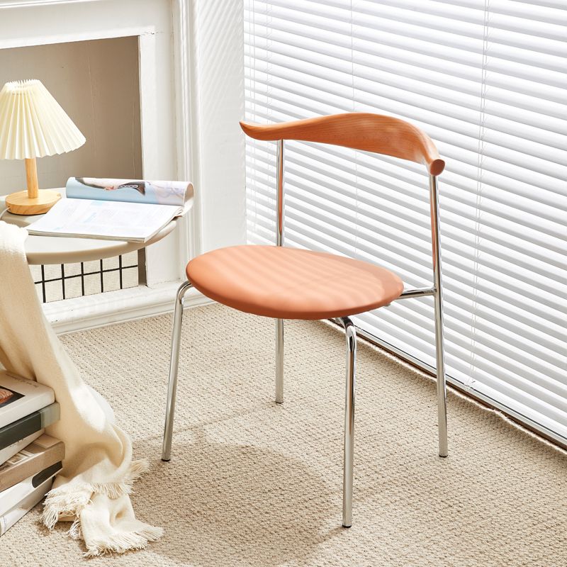 Metal Dining Chair Wooden Simplified Side Chair for Dining Room