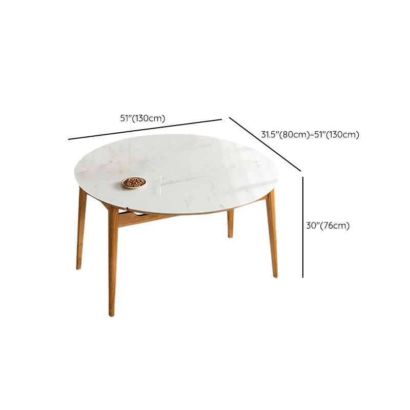 Stone Top Dinette Table with Wooden Frame Modern White Home Dining Table