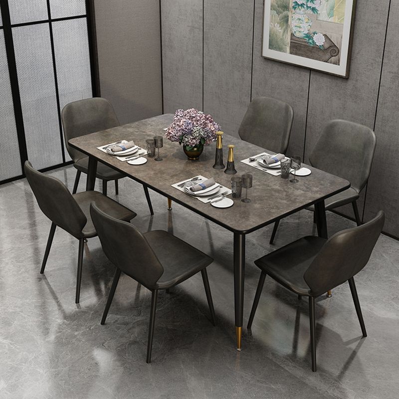 Metal Industrial Rectangle Table Sintered Stone Table for Kitchen and Dining Room