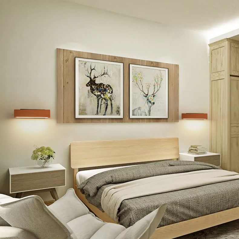 Rectangular Wood Wall Lighting Fixtures Modern Wall Mounted Light Fixture for Bedroom