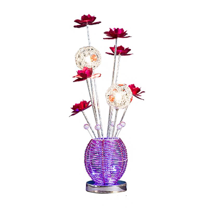 Rosa/rote LED Rosentisch Leichte dekorative Aluminium sphärische dekorative Nachttischlampe für Schlafzimmer