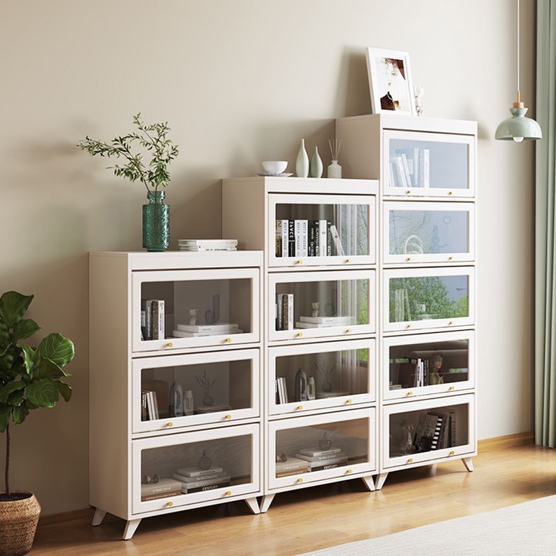 13"W Bookcase Contemporary Style White Bookshelf for Home Office with Doors