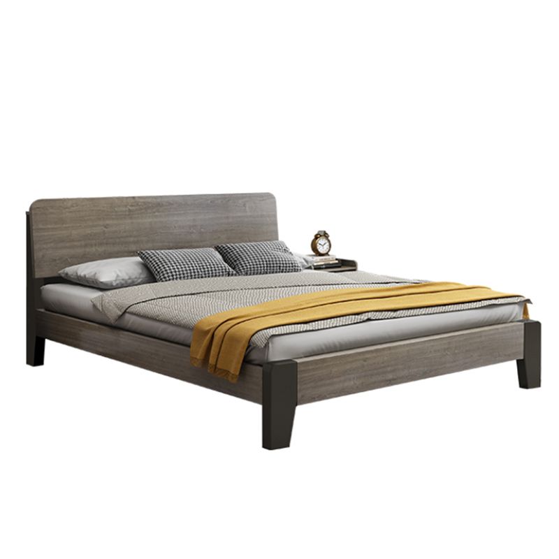 Contemporary Wood Mattress Included with Headboard Rectangular Panel Bed