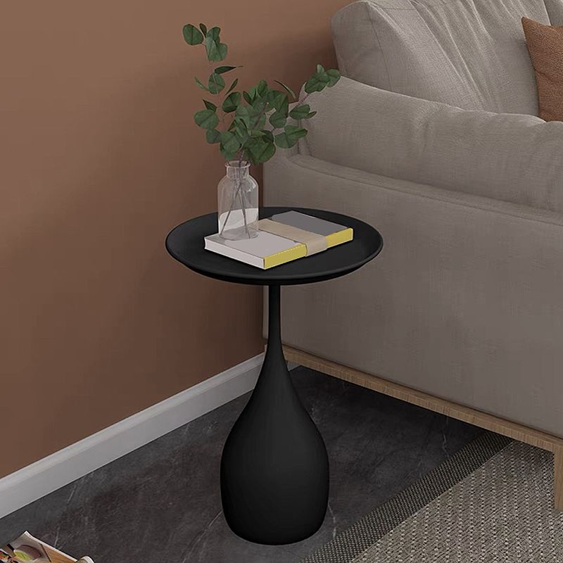 Modern Style Metal Base Slab & Metal Table Top Round Side Table
