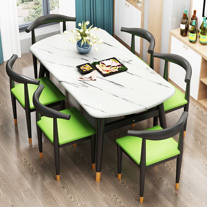 Standard Wood Top Dining Room Set with 4 Black Wood Legs Base for Dining Furniture