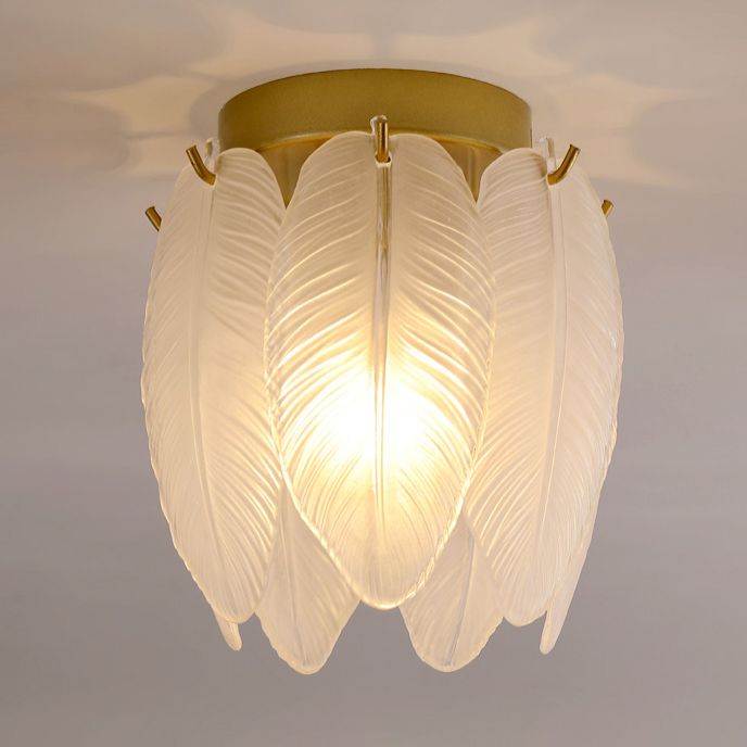 Luminaire encastré au plafond en plumes, style simple, doré
