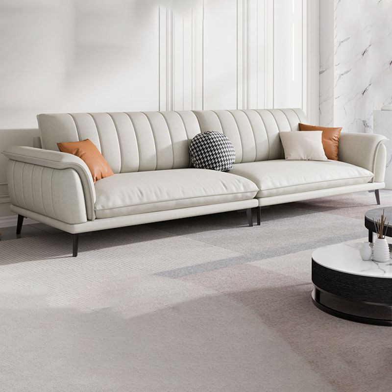 Glam Sewn Pillow Back Flared Arm Living Room Faux Leather Seating