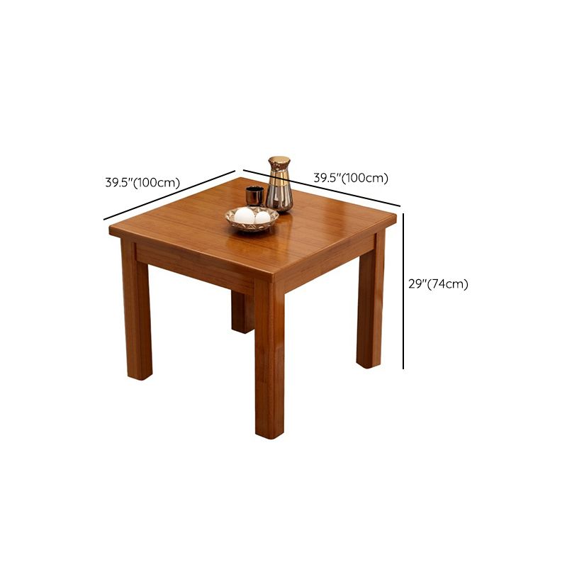 Modern Square Dinner Table Brown Solid Wood Tabletop for 2 Persons