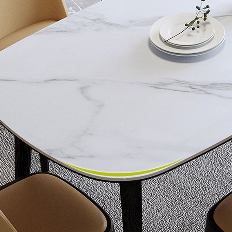 Industrial Sintered Stone Top Dining Table Rectangle Dinette Table with Wooden Base