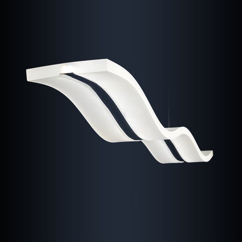 Luce a led bianche acriliche in moderna luce a forma d'onda di ferro in stile in stile conciso per sala da pranzo