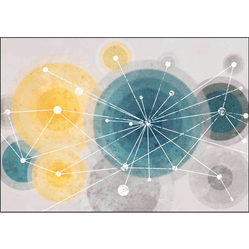 Grey Multicolor Contemporary Rug Polyester Concentric Circles Pattern Rug Washable Non-Slip Backing Carpet for Living Room