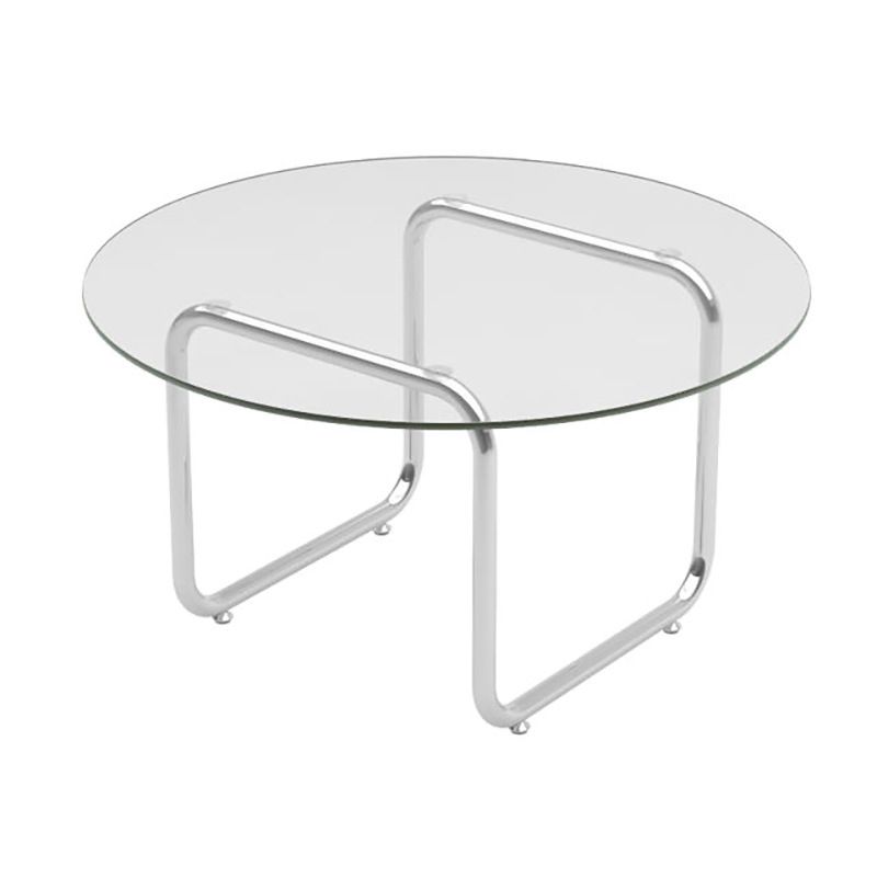Modern Glass Coffee Table with Sled Stainless Steel Base Cocktail Table