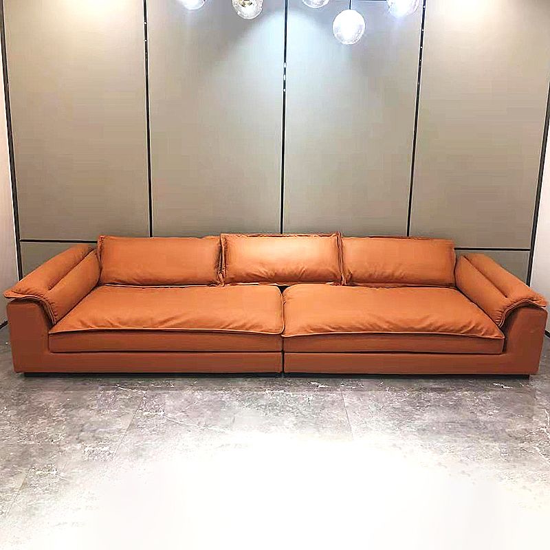 Fabric Pillow Top Arm Sectional Sofa 25.6"High Removable Cushions Sofa with Slipcover