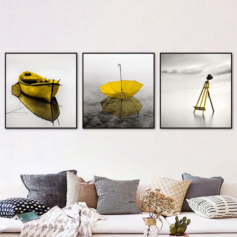 Photographic Still Life Canvas Art Yellow Contemporary Wall Decor for Home, Set of 3