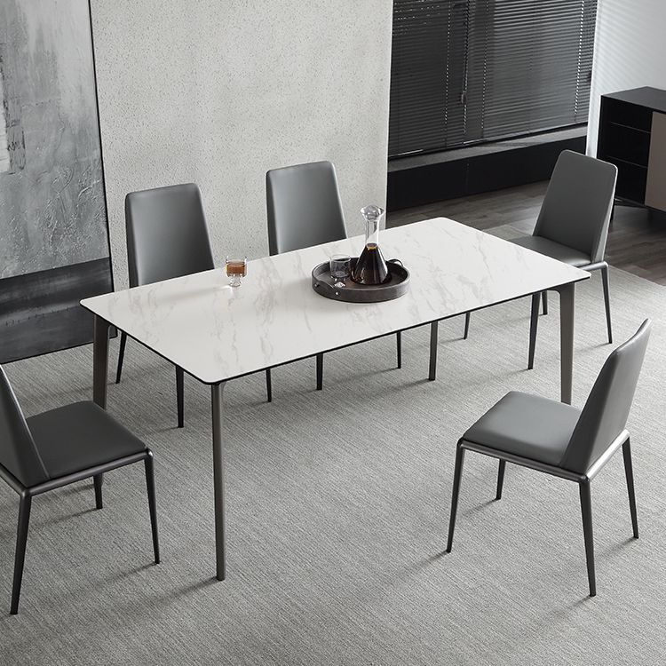 Mesa de comedor de piedra sinterizada, mesa rectangular de 4 patas de estilo lujoso para el hogar