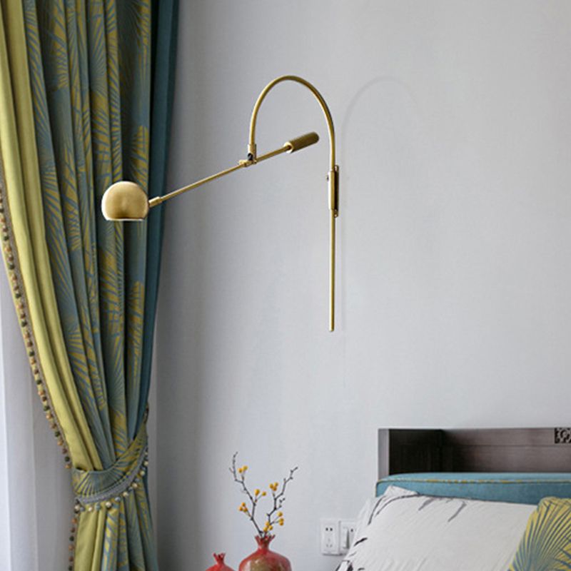Metal Sphere Wall Lighting Fixture Modern 1 Head Wall Sconce Light with Curved Arm