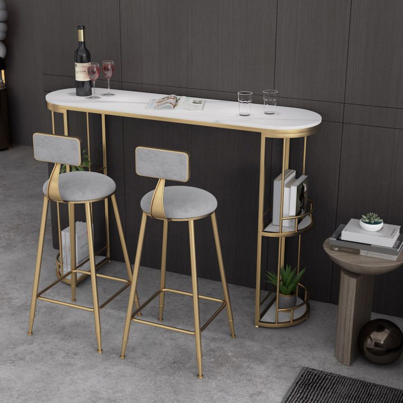 Traditional Luxury Stone Bar Dining Table Oval Bar Table with Double Pedestal