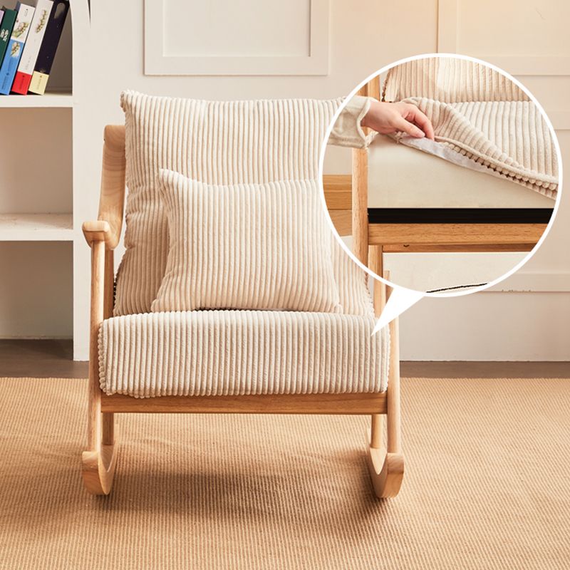 Suede and Solid Wood Rocking Chair with Padded Seat Rocker Chair Removable Cushions