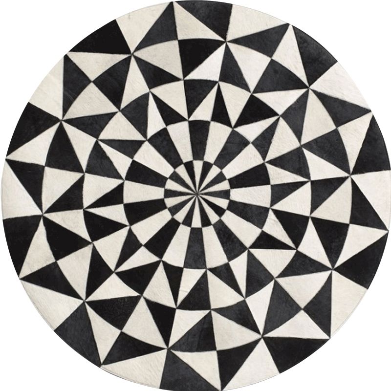 Mehrfarbiger nordischer Teppich aus Lammwolle mit geometrischem Druck für den Innenbereich, rutschfeste Unterseite, haustierfreundlicher Bereichsteppich zur Dekoration