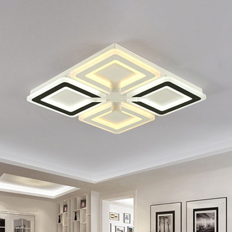 Diamond Pattern Flushmount Light Modern Acrylic LED Living Room Flush Mount Lamp in Warm/White/Second Gear