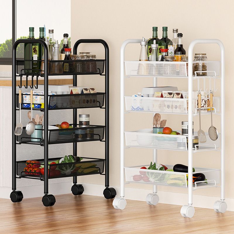 Metal Dining Room Prep Table Open Shelves Rolling Kitchen Trolley