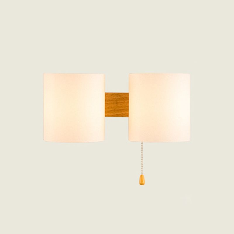 Modern Style Cylinder Shape Wall Lamp Wood Sconces Light for Bedroom