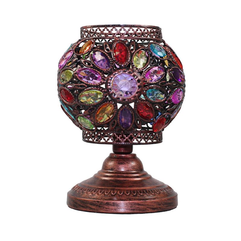 1 Éclairage de table de nuit à bulbe Rectangle bohème / lampe de nuit en métal globe en rouge / jaune / violet pour la chambre