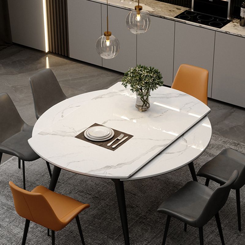 White Stone Dining Site Table Modern Round 4 Legs Dining Table