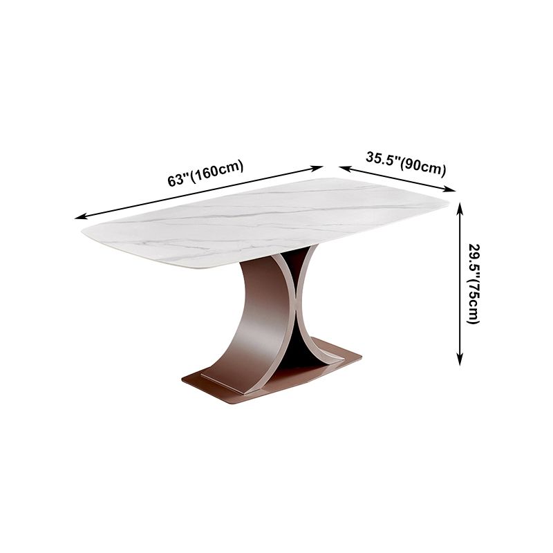 Mesa de comedor de lujo tradicional Rectángulo de piedra sinterizada con marco de oro rosa