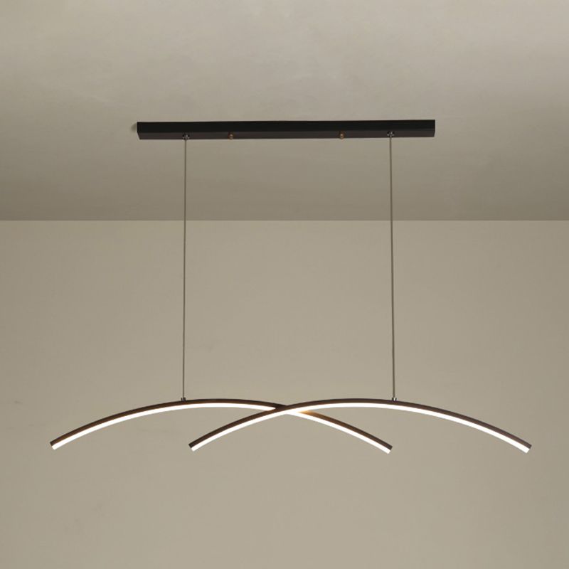 Idées d'éclairage d'île linéaire de style moderne en métal 2 pendentifs îlots légers en or