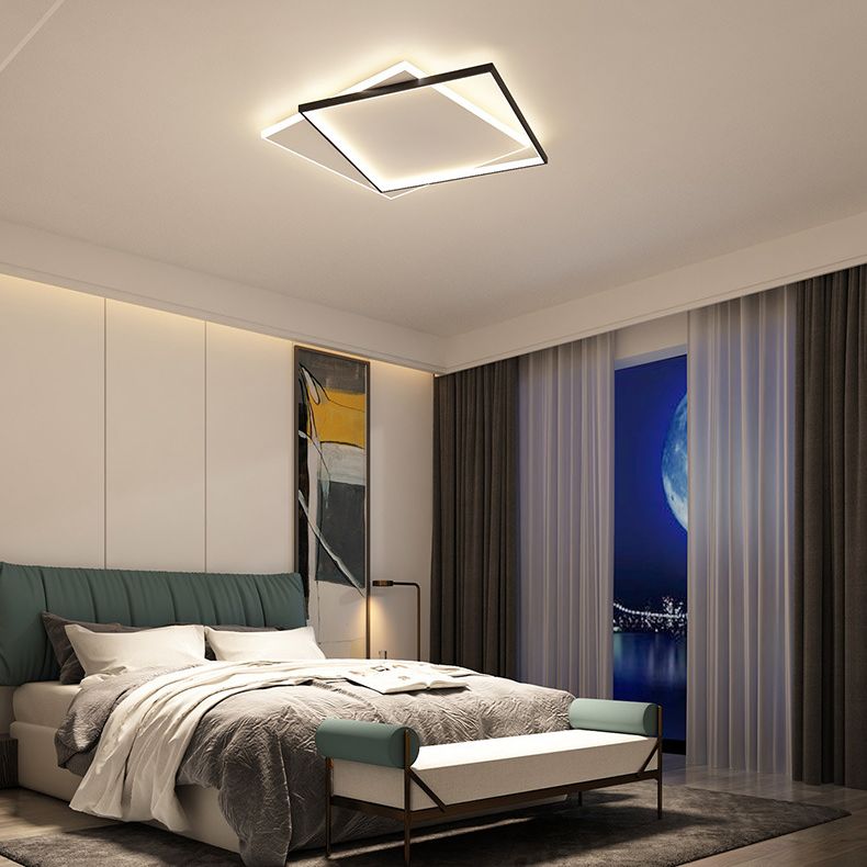 Double Squares Nordic Style LED Ceiling Light Minimalism Ultra-thin Flush Mount Lamp for Living Room