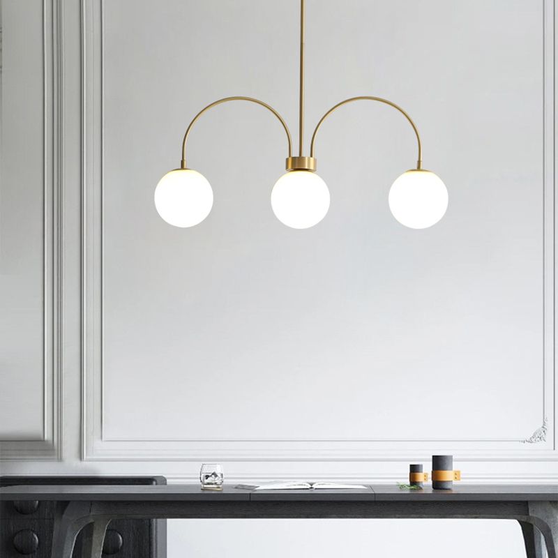 Luz de lámparas de lámpara de cobre modernas Luces colgantes de suspensión de 3 luces para sala de estar