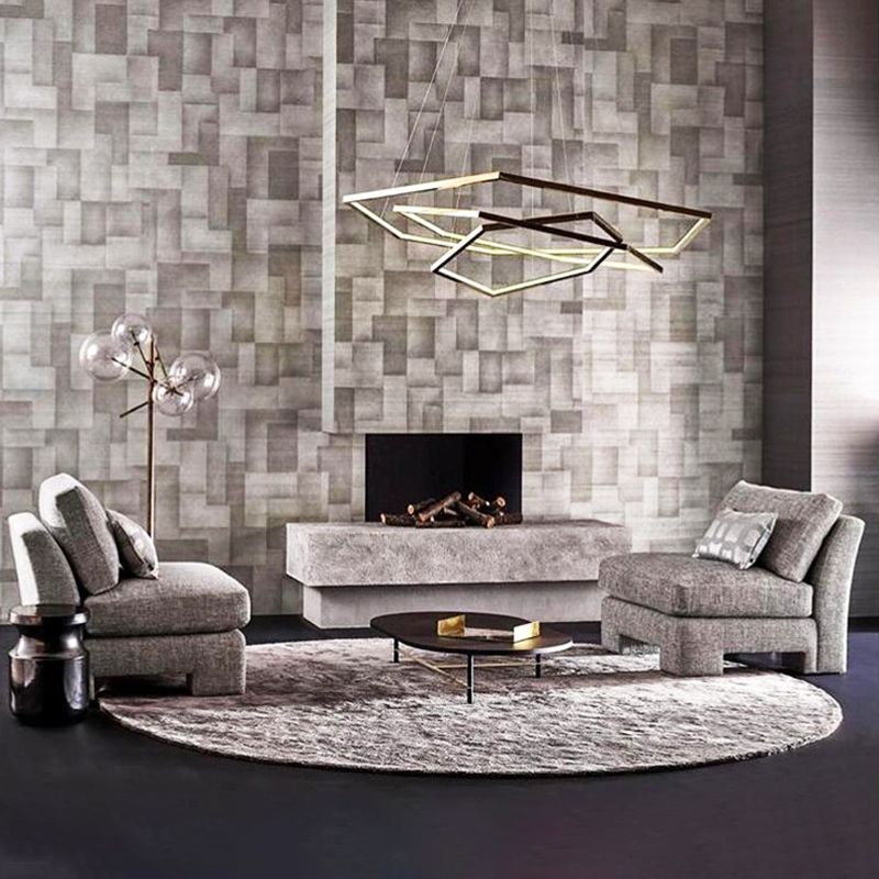 Contemporary Tiered LED Hanging Ceiling Lights Gold Metal Pendant Chandelier for Living Room