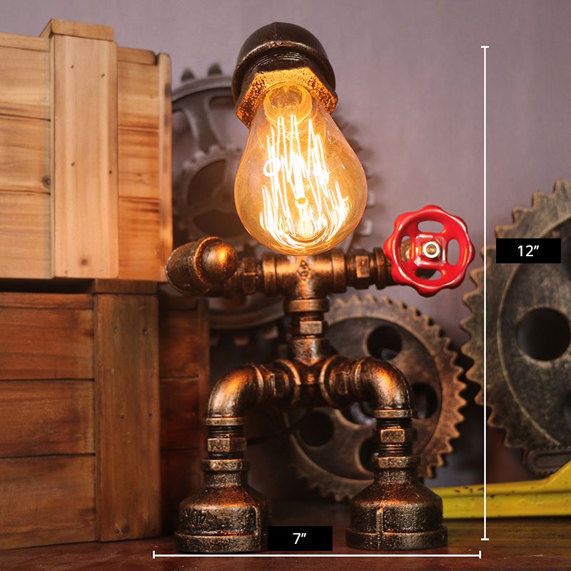 Mesa de bronce de metal con tubo de agua ligera creativa de estilo steampunk lámpara de noche de estilo steampunk
