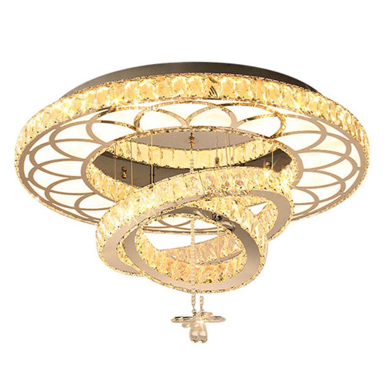 Zilverringen plafond spoeling licht eigentijdse kristallen led spoeling mount lamp armatuur voor slaapkamer