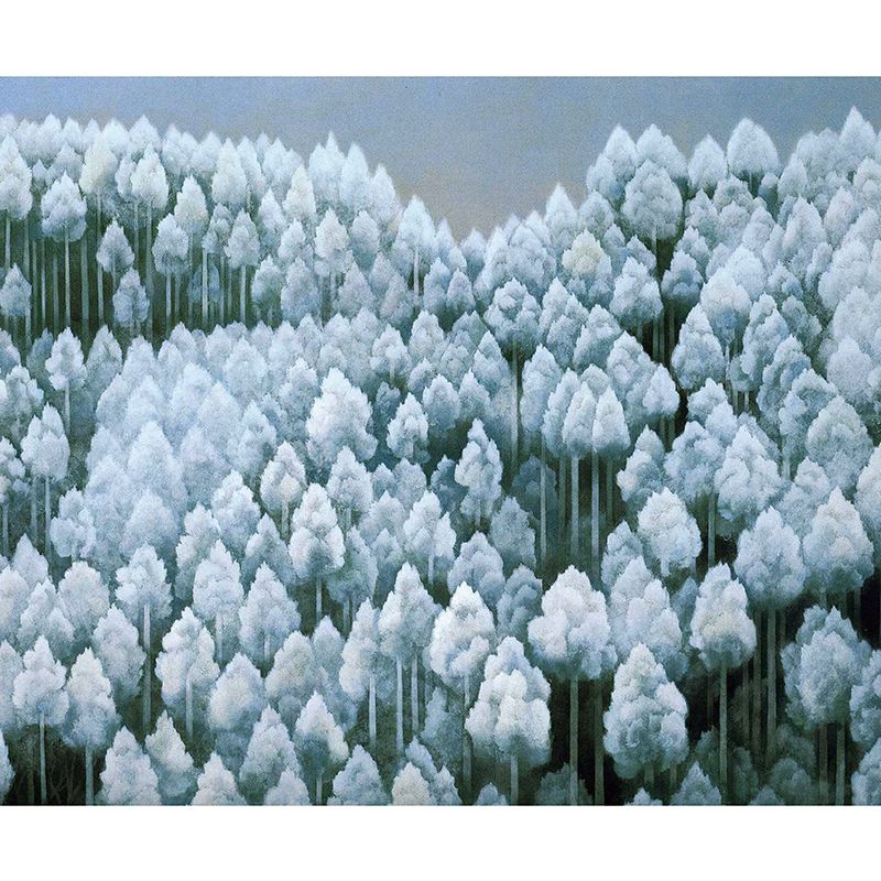 White Natural Woodlands Mural Wallpaper Decorative Wall Covering for Living Room