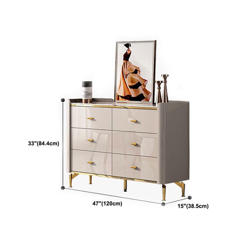 Stone Glam Chest Bedroom Storage Chest in White with Drawers